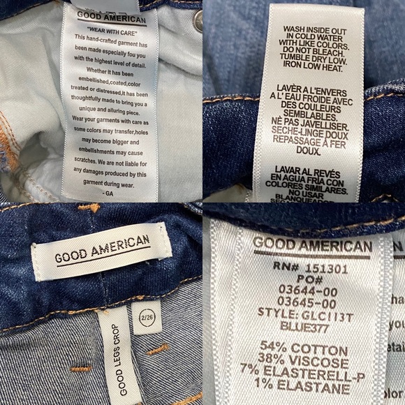 GOOD AMERICAN GLC113T Blue 377 Good Legs Crop High Rise Skinny Distressed 2/26 - Picture 15 of 16